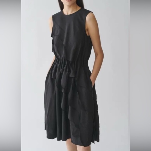 NWT COS Layered Linen Black Sleeveless Dress Sz 12 - Picture 1 of 12